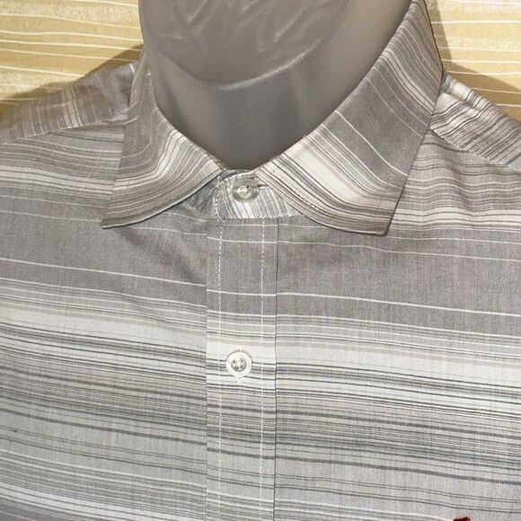Original Penguin Men's Grey Striped Classic Fit Short Sleeve Shirt M 0596 - Picture 3 of 6